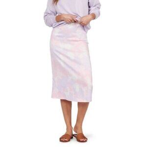 Roxy Lonely Star Printed Skirt Womens S Pink Purple Pastel A-Line Midi Beach New
